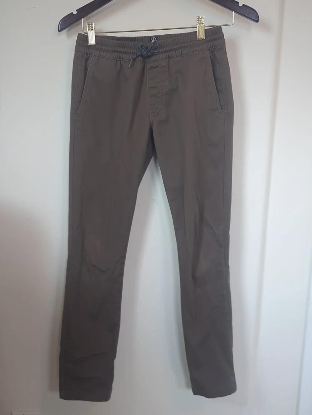 Volcom Olive Brown Kids Drawstring Casual Pants